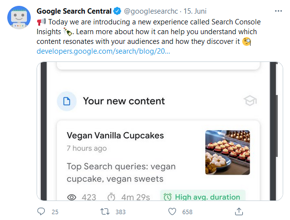 Google Search Console Insights - Twitter Post